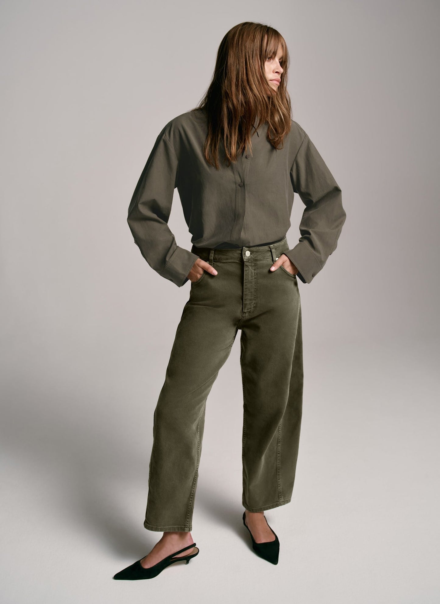 Khaki Oversized Tailored Shirt