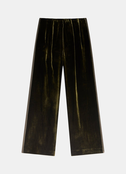 Khaki Velvet Wide Trousers