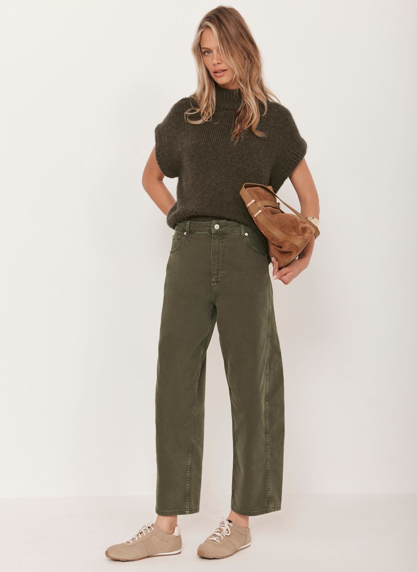 Khaki Wool Blend Knit Top