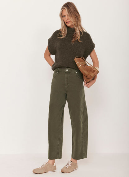 Khaki Wool Blend Knit Top