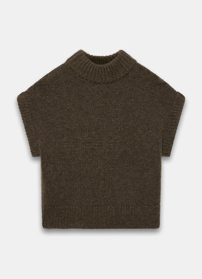 Khaki Wool Blend Knit Top