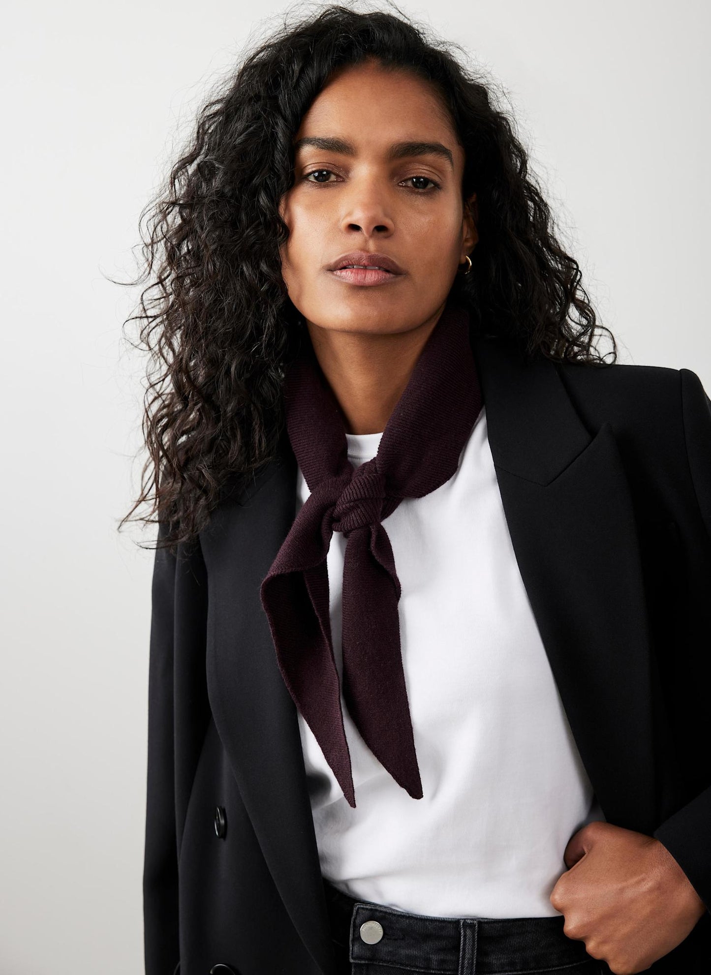 Burgundy Triangle Knit Scarf