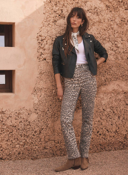 Leopard Print Slim Jeans
