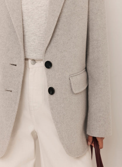 Light Grey Wool Blend Hand Finished Blazer
