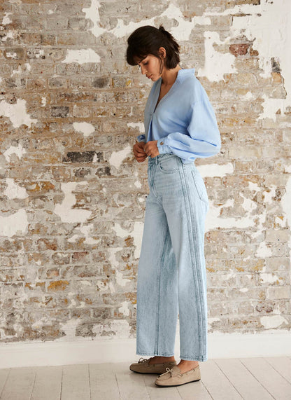 Light Indigo Relaxed Tapered Boyfriend Jeans