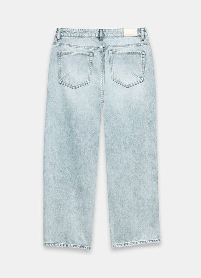 Light Indigo Relaxed Tapered Boyfriend Jeans