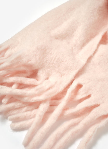 Pink Brushed Fringe Trim Scarf
