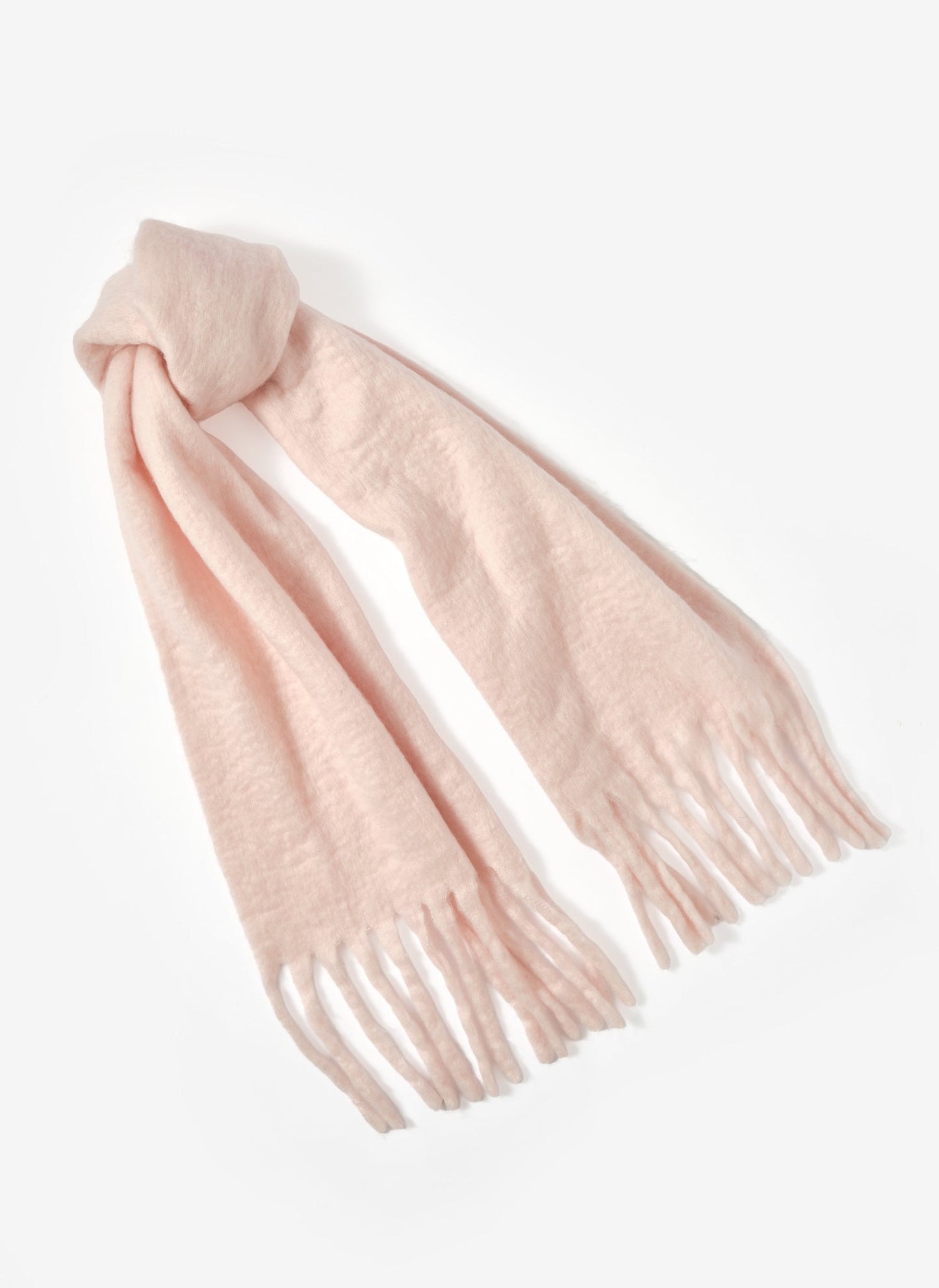 Pink Brushed Fringe Trim Scarf