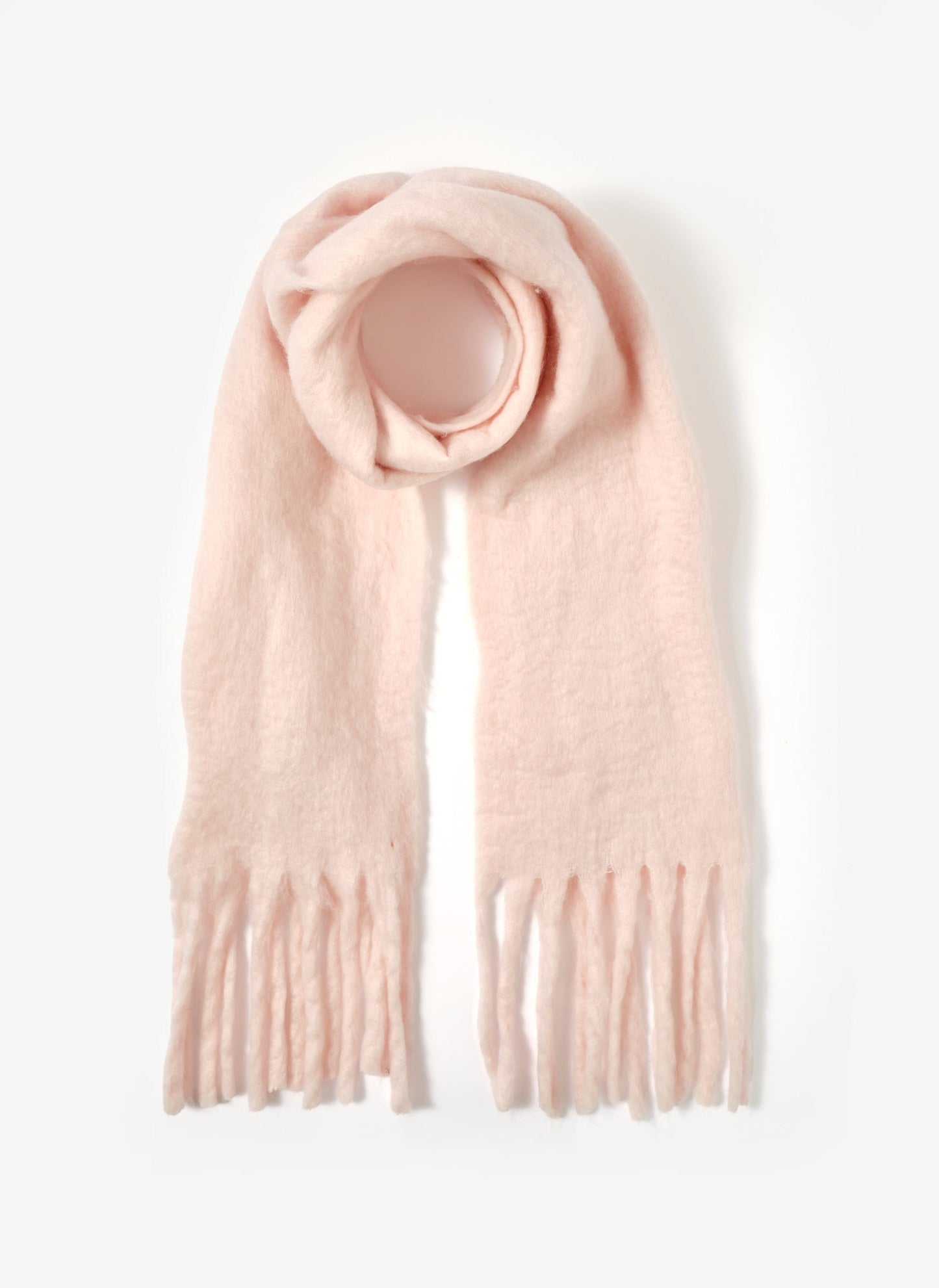 Pink Brushed Fringe Trim Scarf