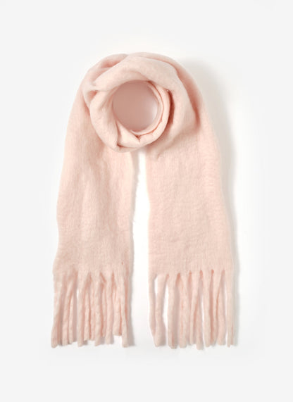 Pink Brushed Fringe Trim Scarf