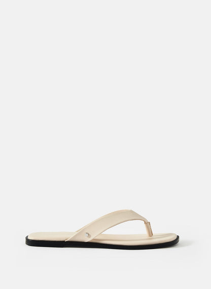 Lula Cream Leather Flip Flops