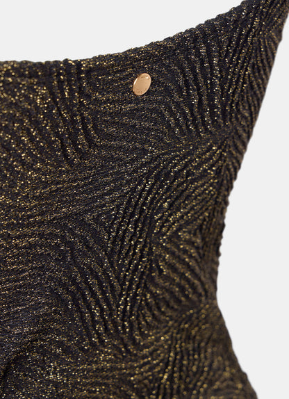 Black Lurex Jacquard Plunge Swimsuit