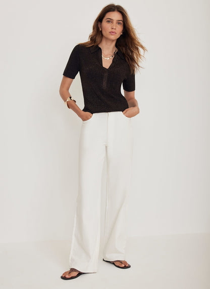 Brown Metallic Knit Top