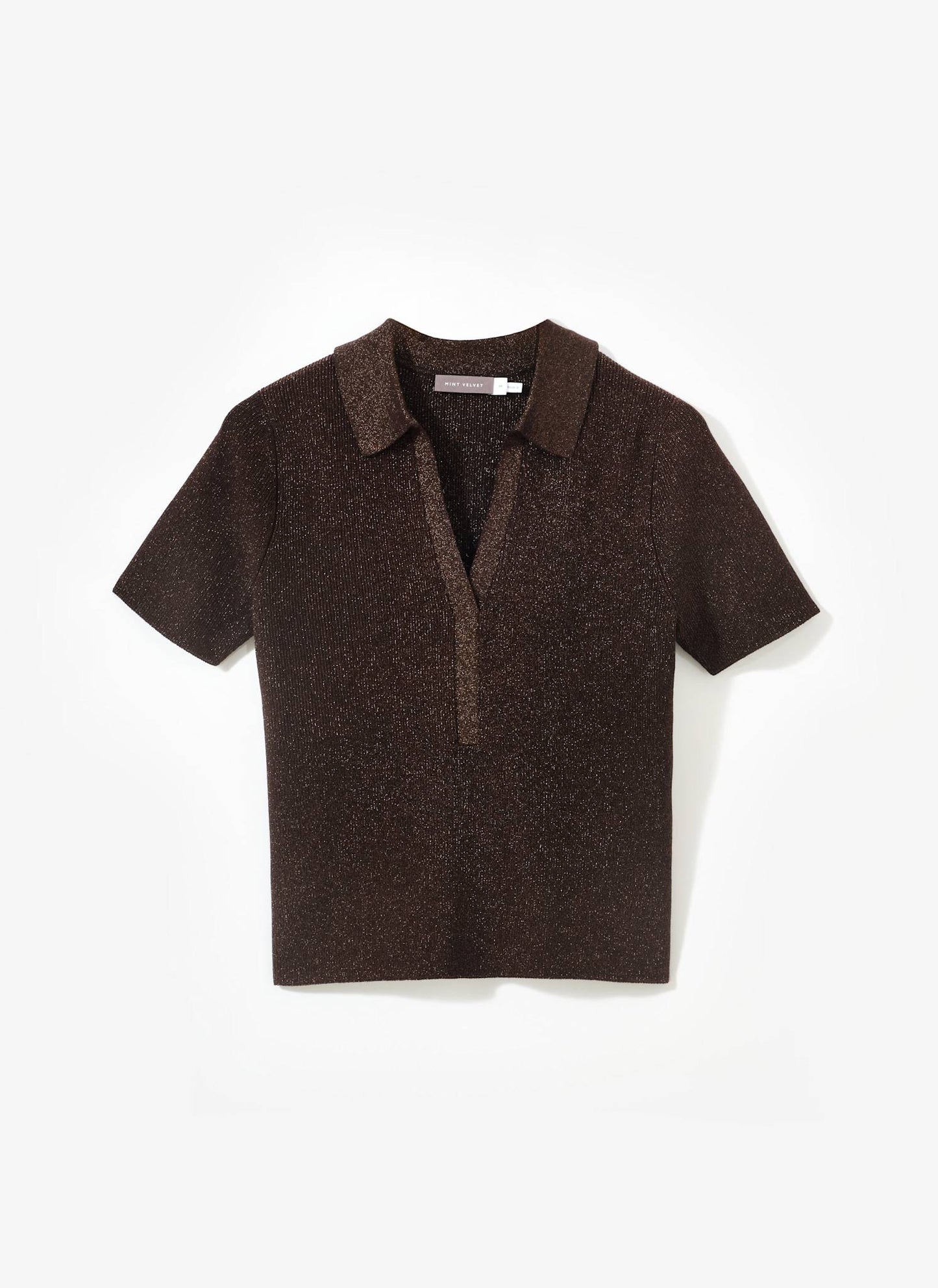 Brown Metallic Knit Top