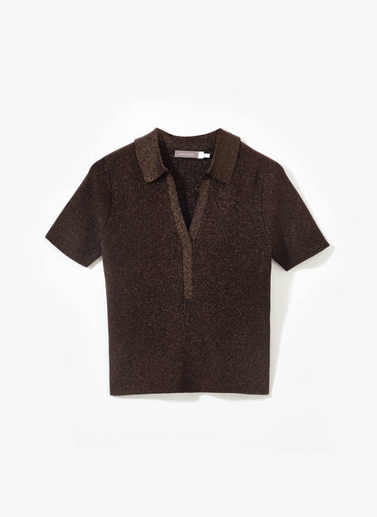 Brown Metallic Knit Top