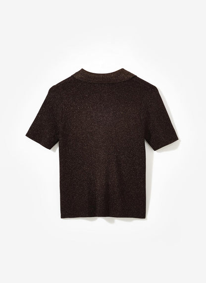 Brown Metallic Knit Top