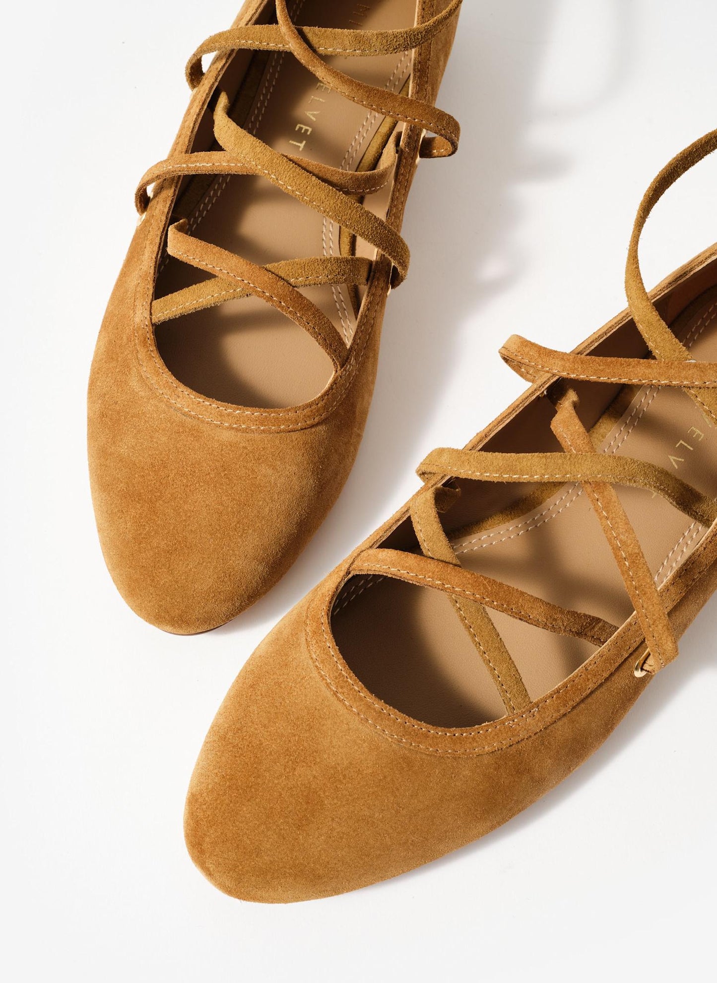 Lyra Neutral Suede Lace Up Ballet Pumps