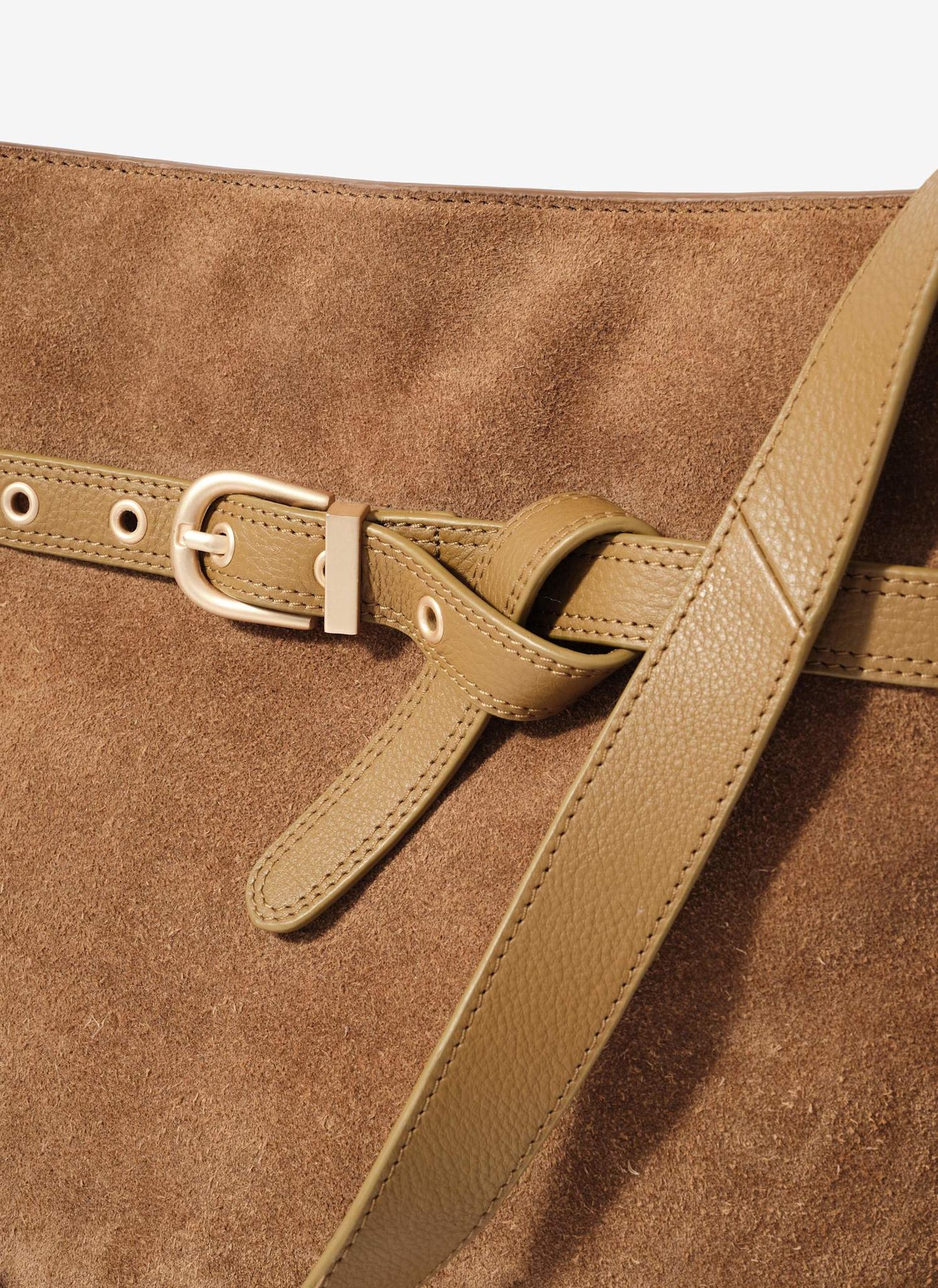 Maci Tan Suede Bucket Bag