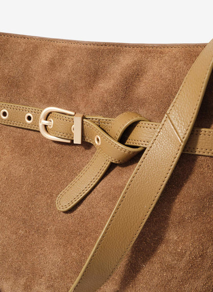Maci Tan Suede Bucket Bag