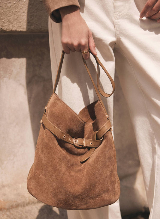 Maci Tan Suede Bucket Bag