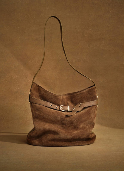 Maci Tan Suede Bucket Bag