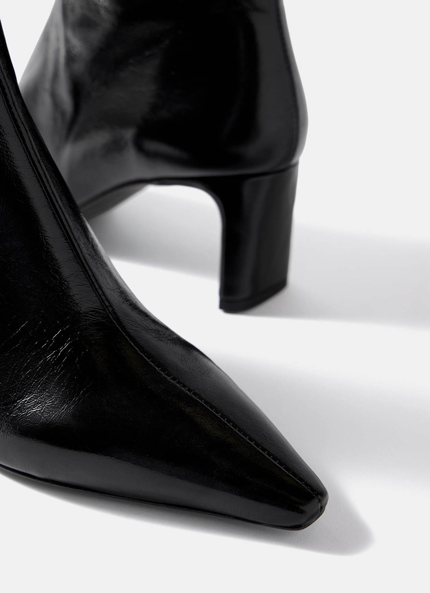 Macy Black Mid Heel Ankle Boots
