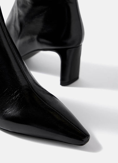 Macy Black Mid Heel Ankle Boots