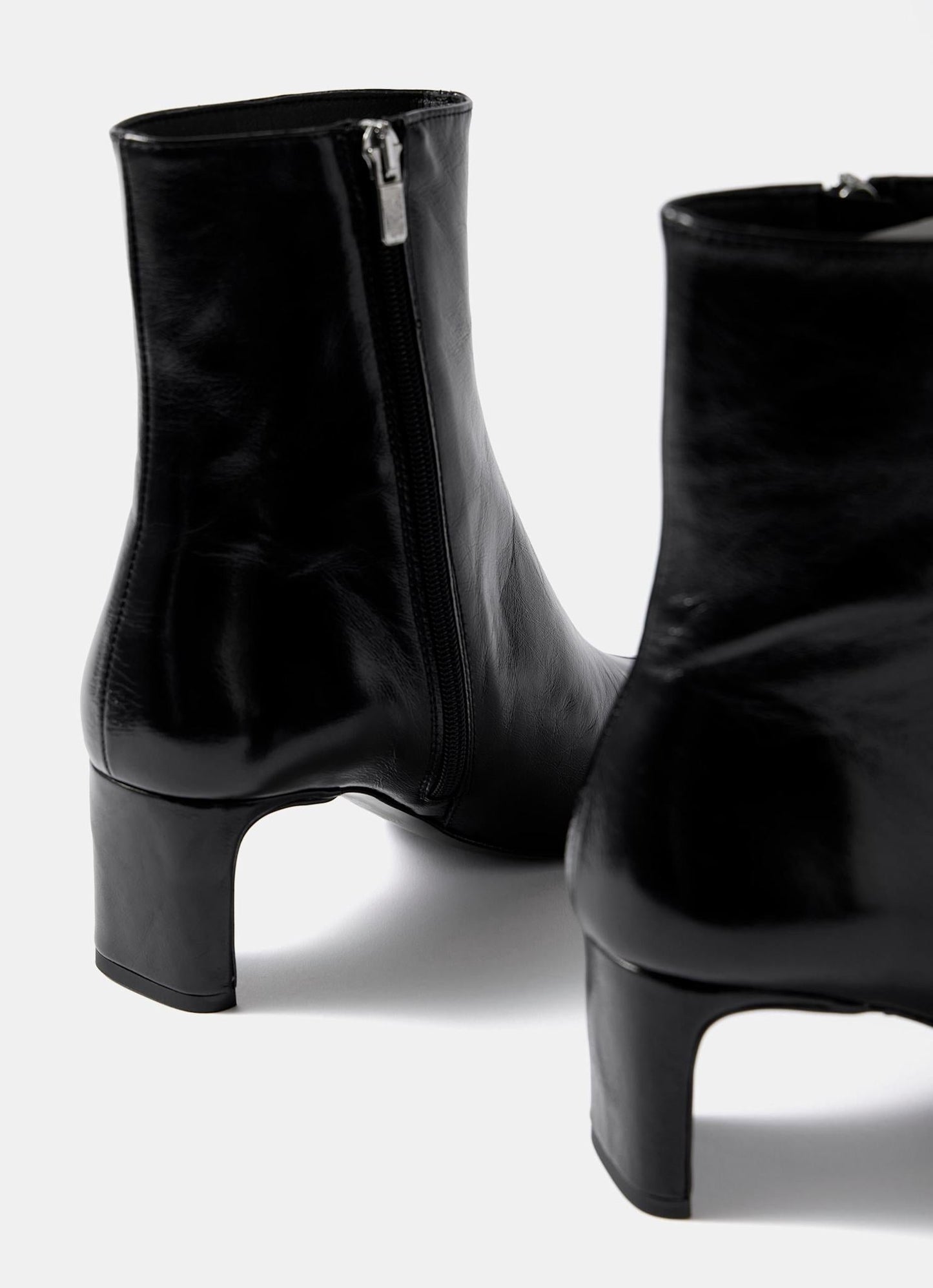 Macy Black Mid Heel Ankle Boots