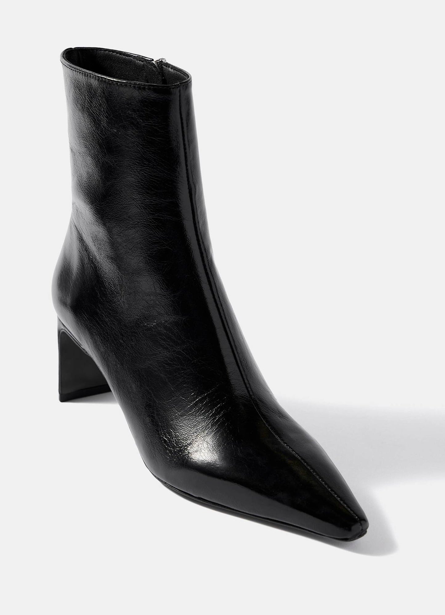 Macy Black Mid Heel Ankle Boots