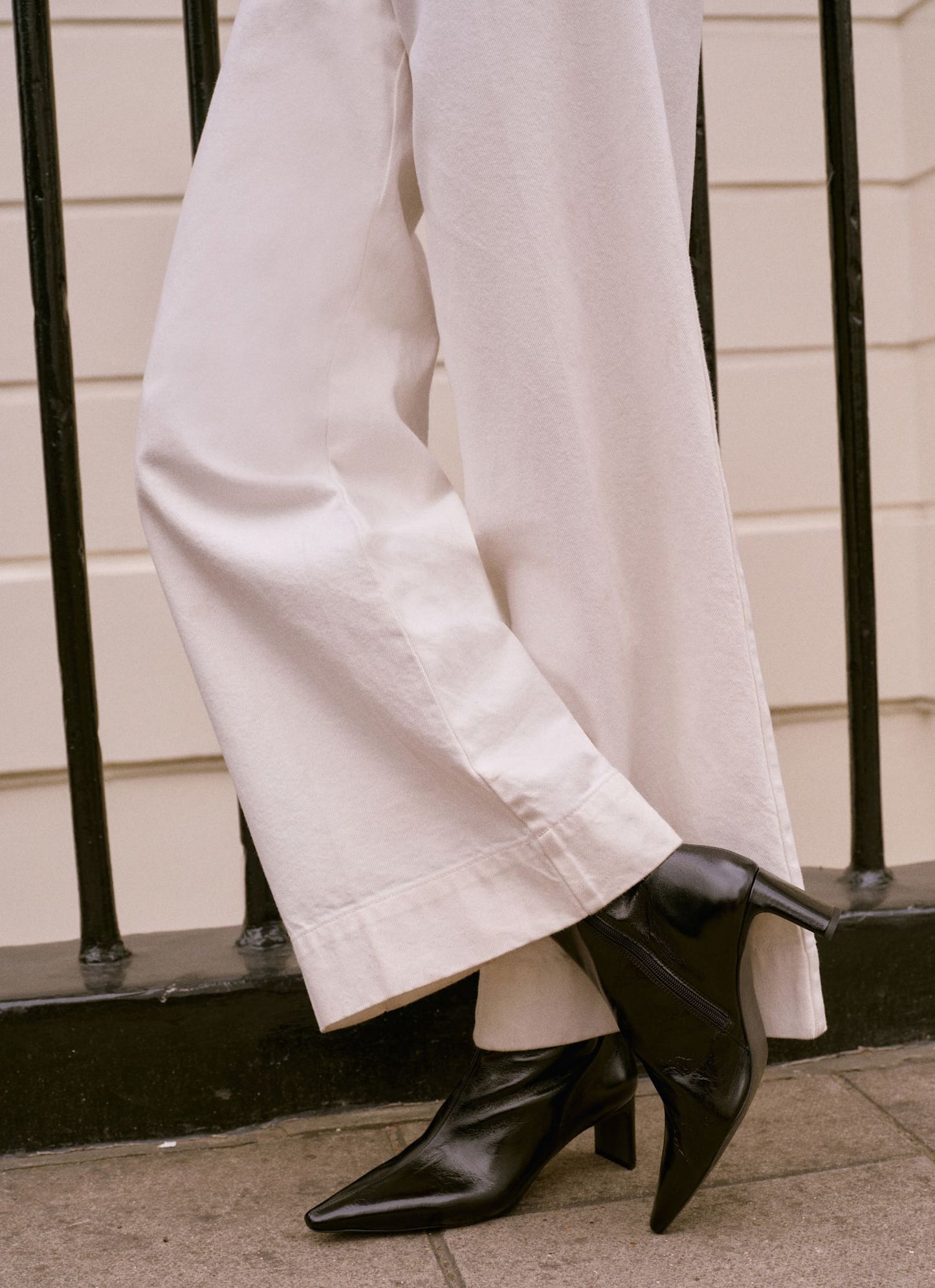 Macy Black Mid Heel Ankle Boots