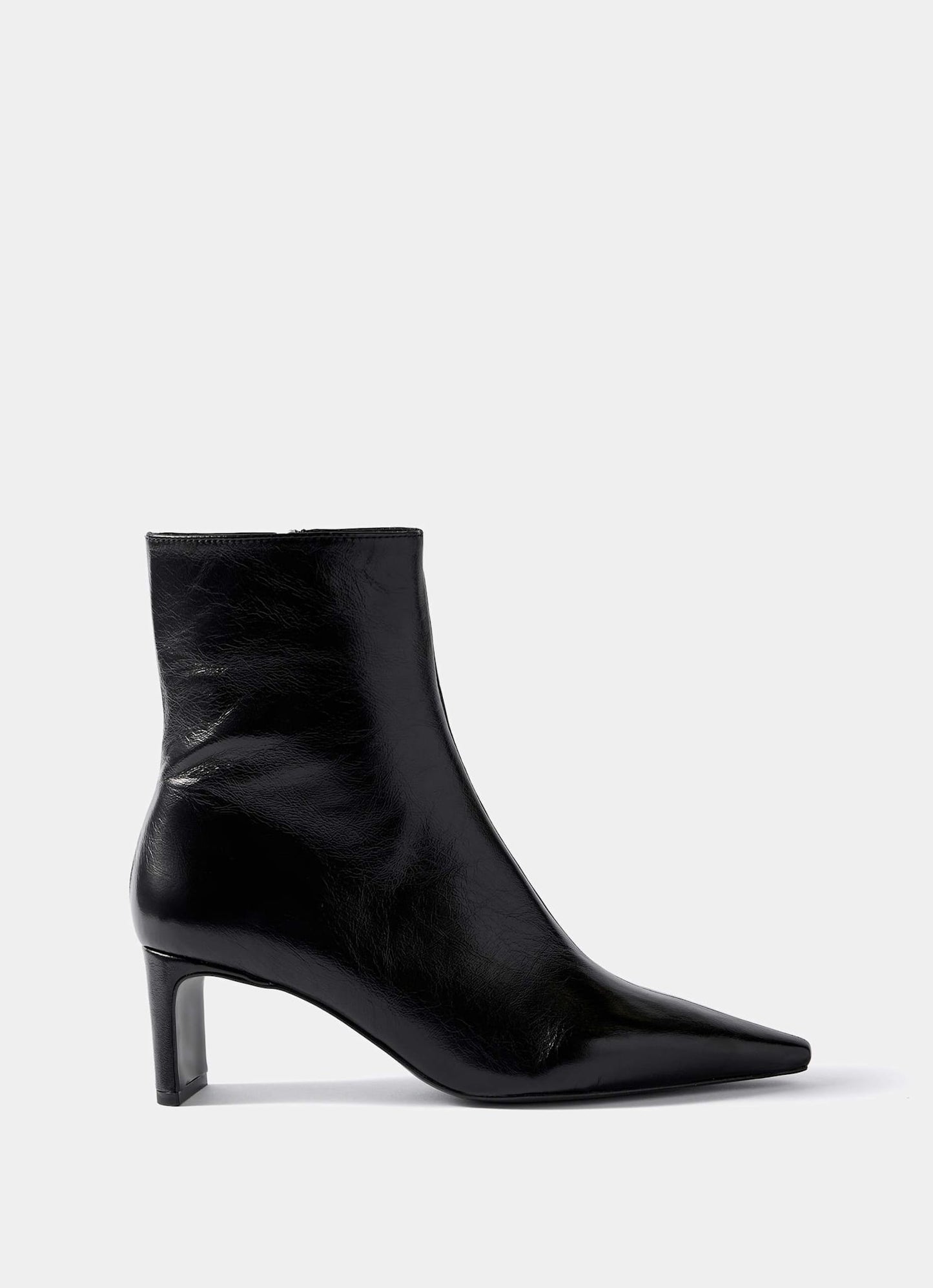 Macy Black Mid Heel Ankle Boots