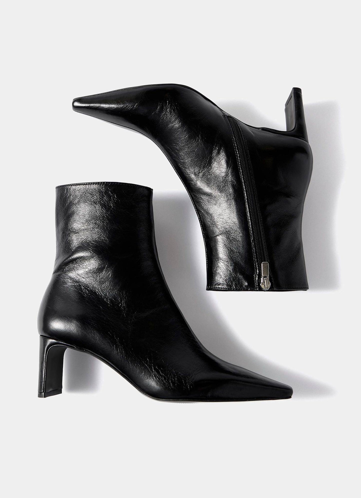 Macy Black Mid Heel Ankle Boots