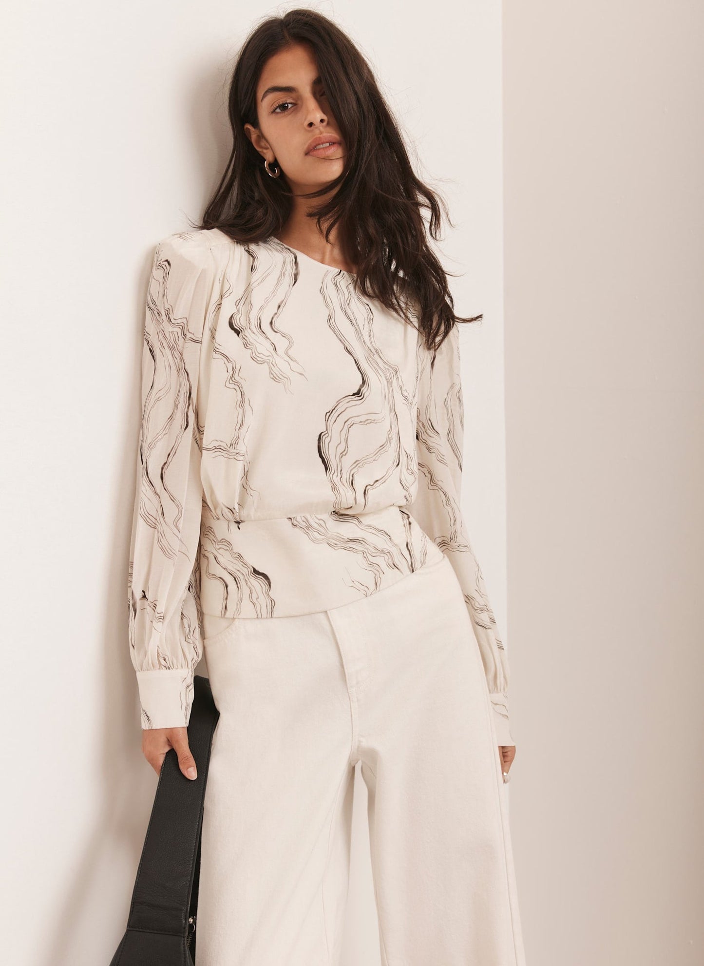 Cream Marble Print Blouse