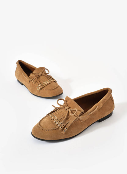 Melba Neutral Suede Loafers