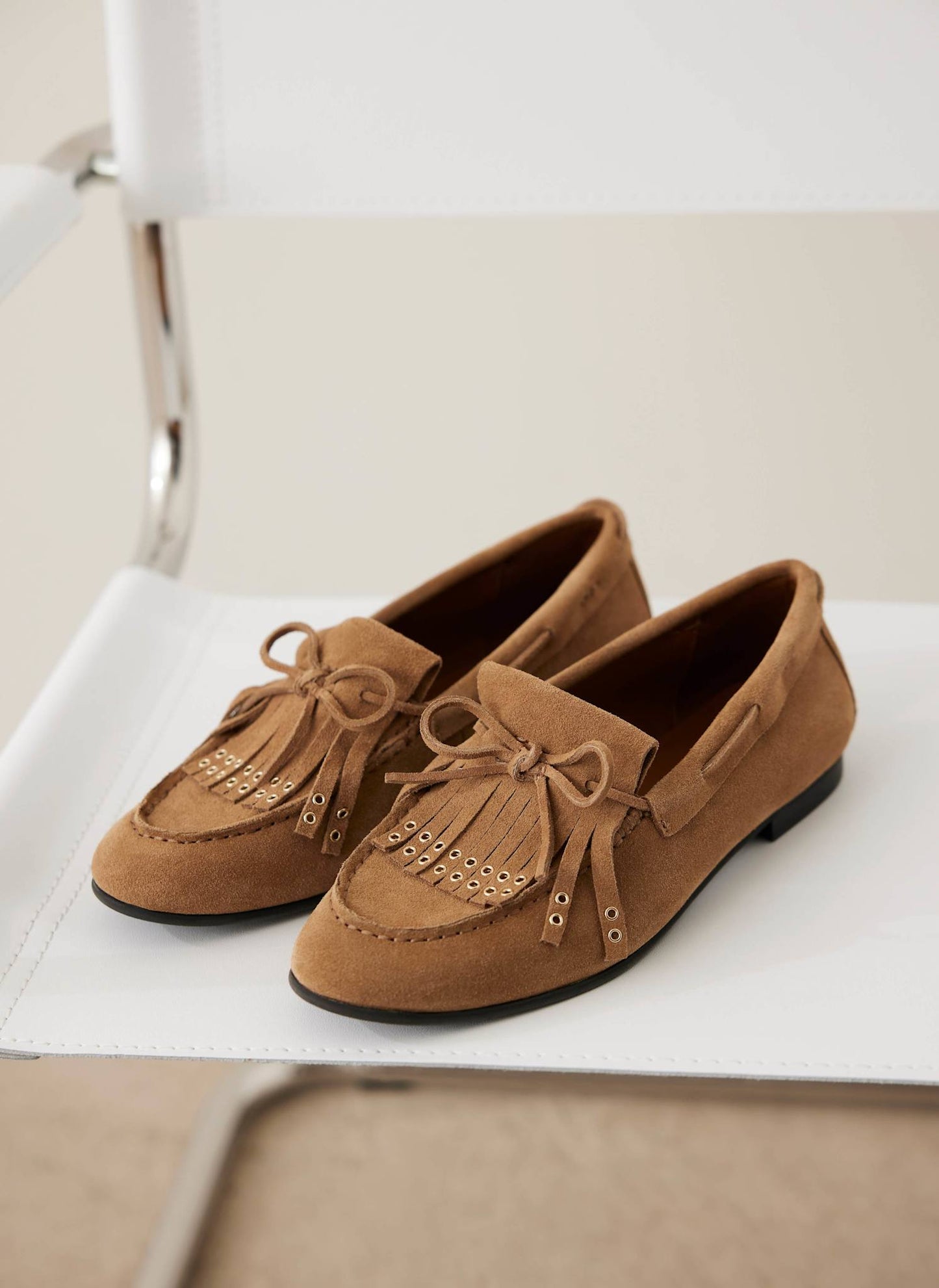 Melba Neutral Suede Loafers