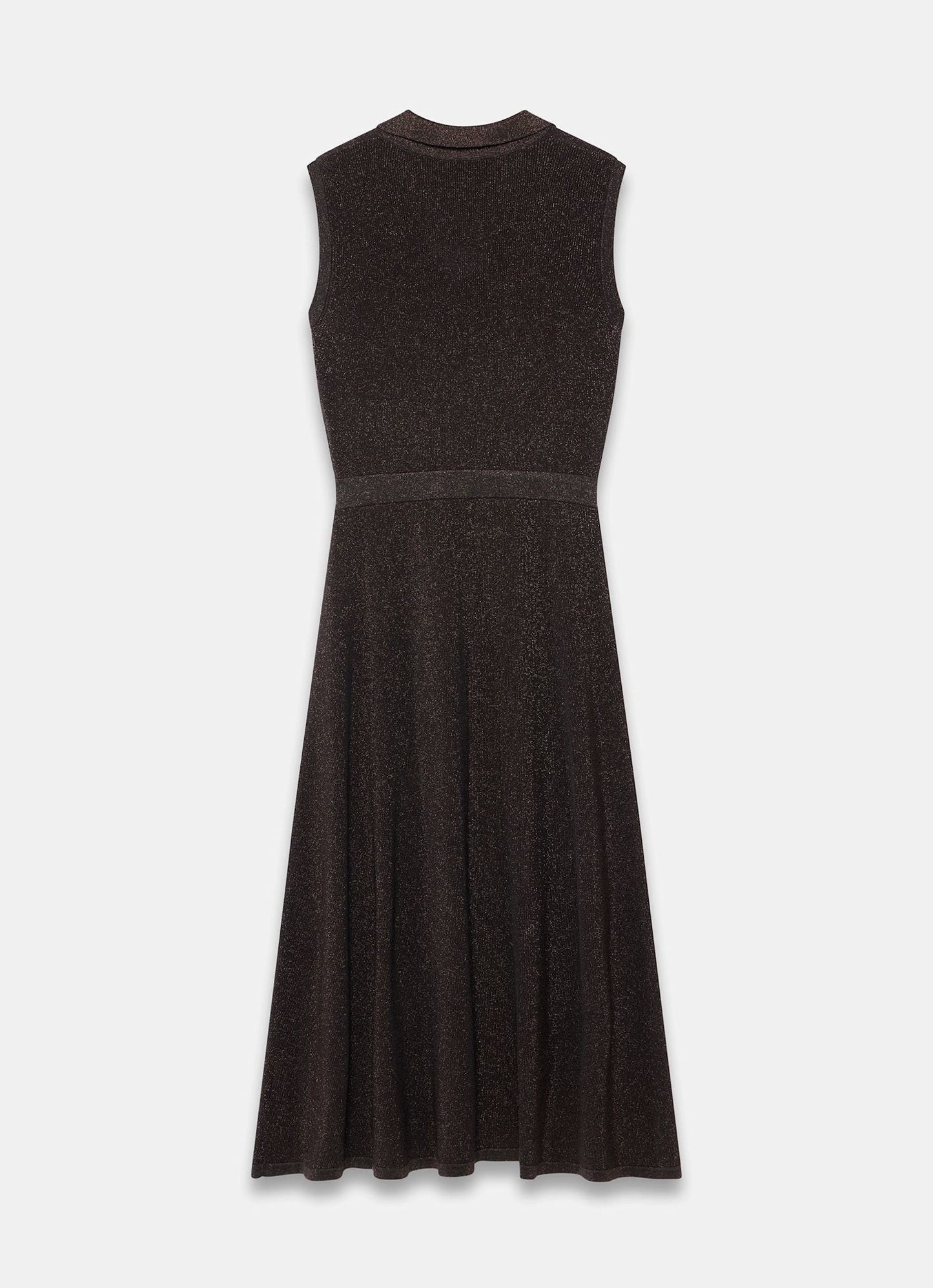 Brown Metallic Knit Midi Dress