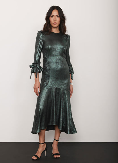 Green Metallic Midi Dress