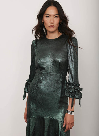Green Metallic Midi Dress