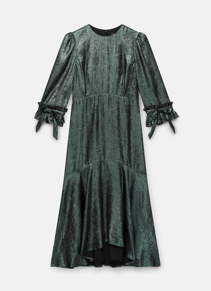 Green Metallic Midi Dress