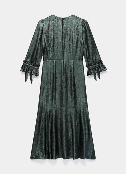 Green Metallic Midi Dress