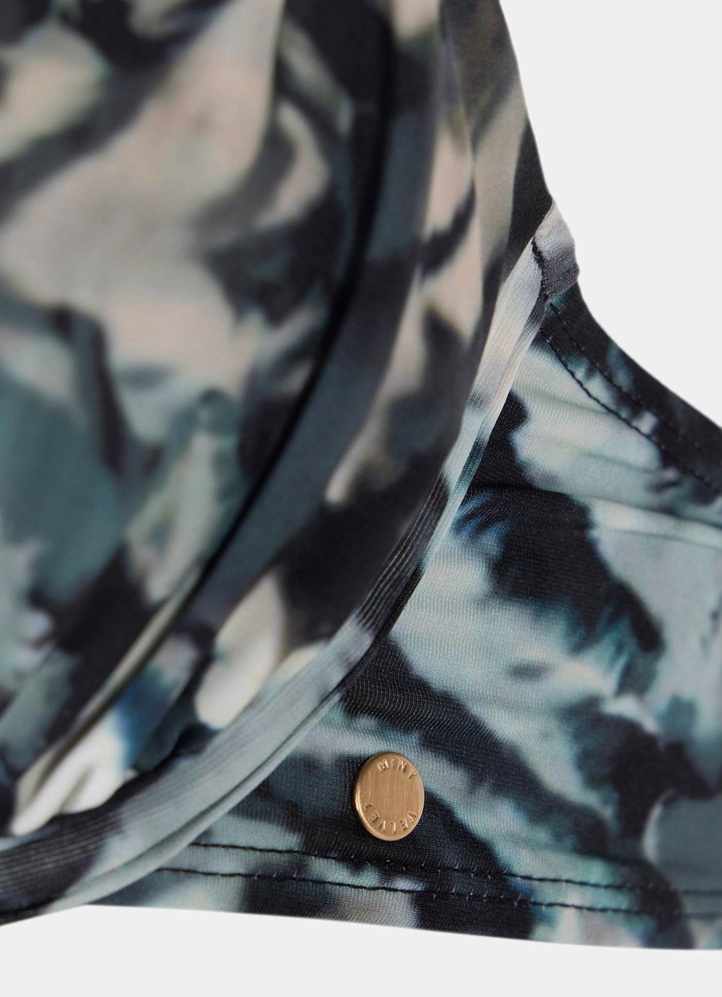 Navy Print Plunge Bikini Top