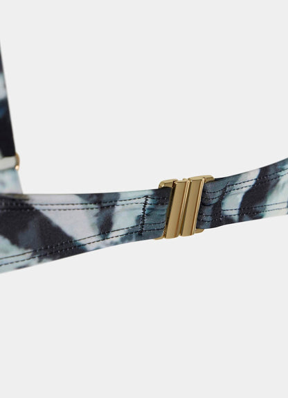 Navy Print Plunge Bikini Top