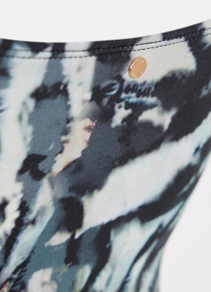 Navy Print Wrap Swimsuit