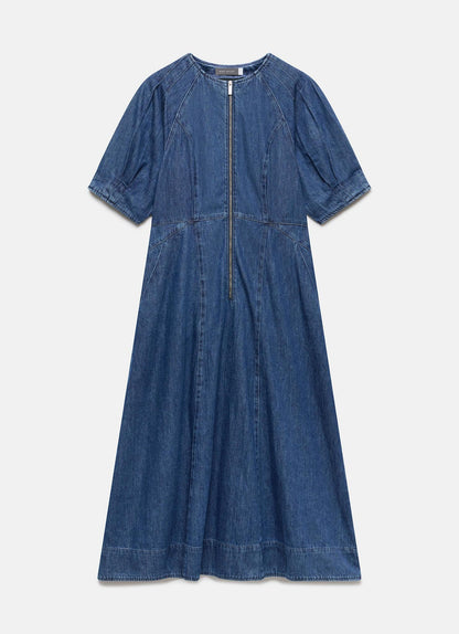 Indigo Denim Midi Dress