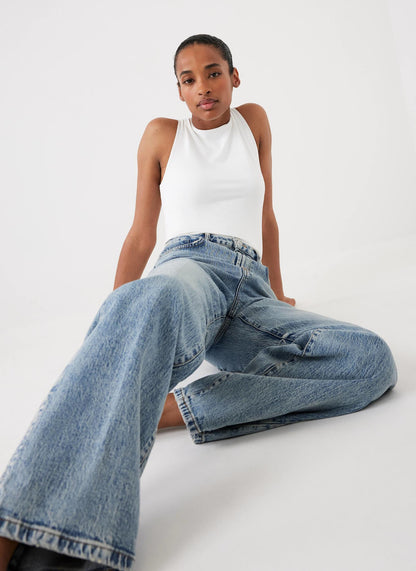 Mid Indigo Workable Wide Jeans