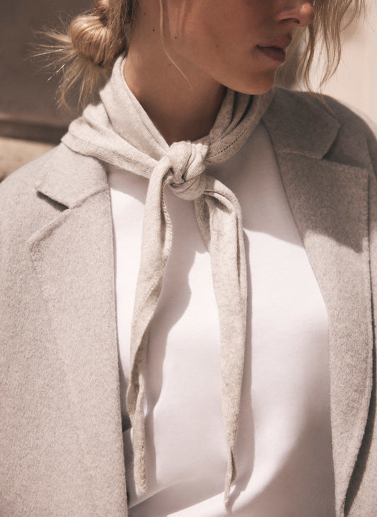 Grey Cotton Blend Triangle Knit Scarf