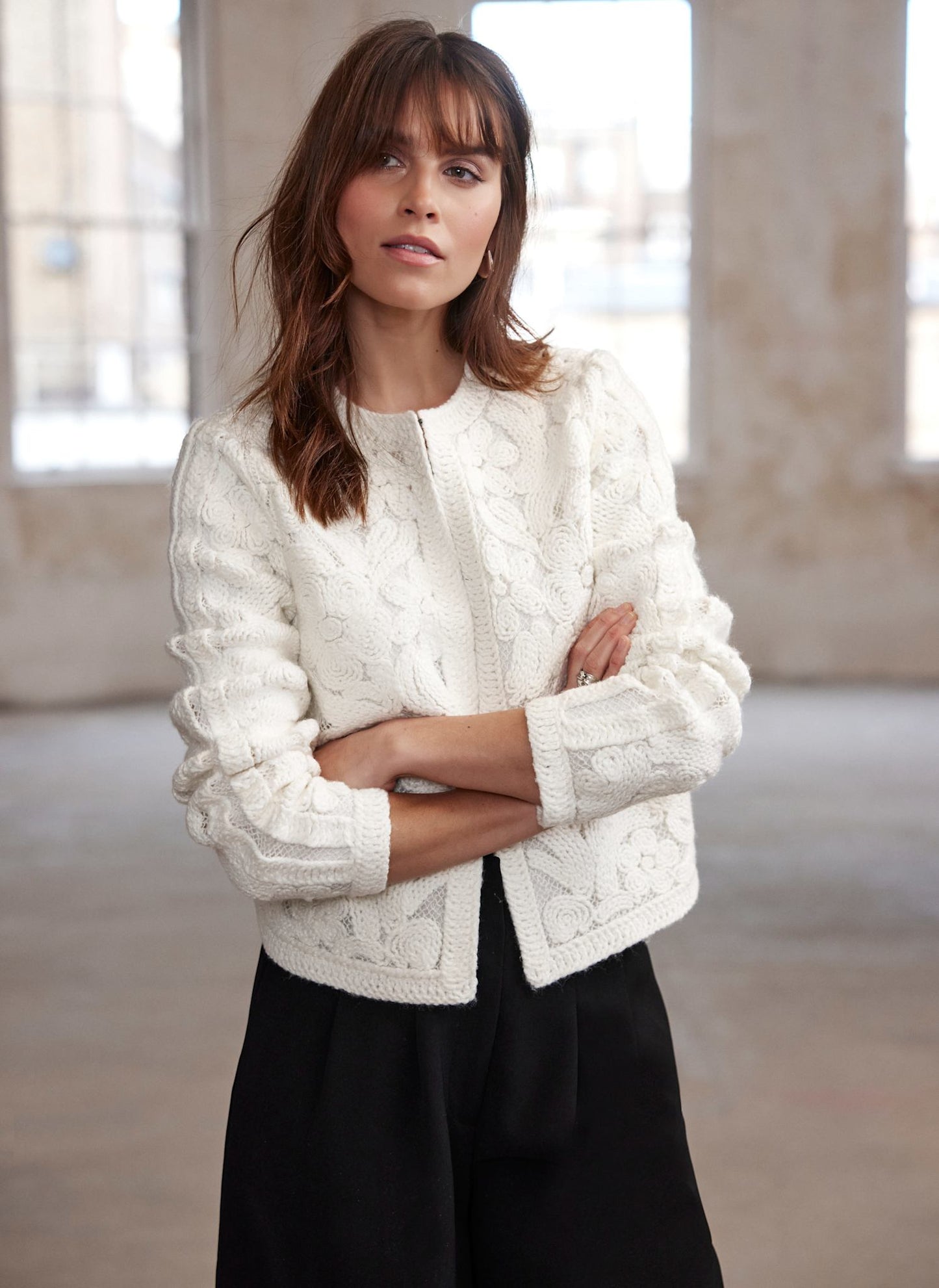 Cream Lace Knit Jacket