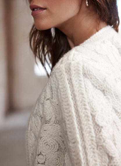Cream Lace Knit Jacket