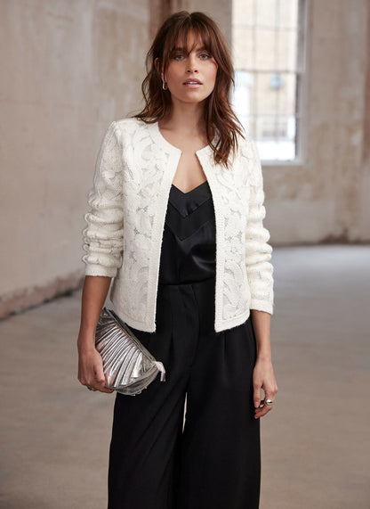 Cream Lace Knit Jacket