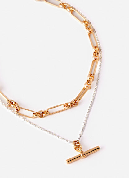 Mixed Metal Layered Necklace